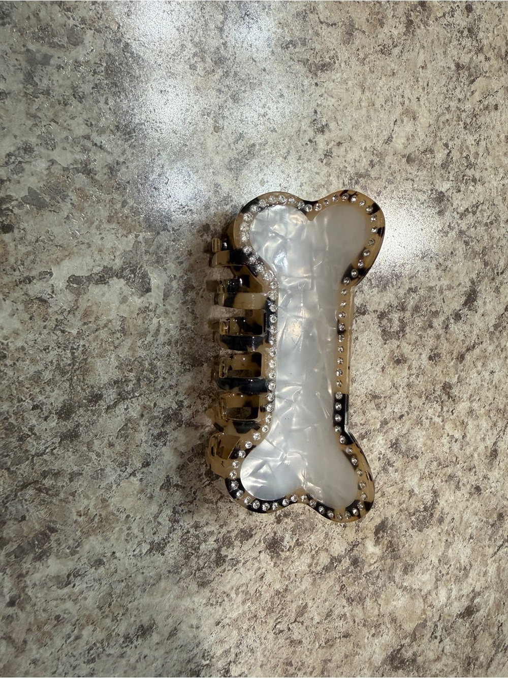 Gold and Pearl Bone-Shaped Hair Clip